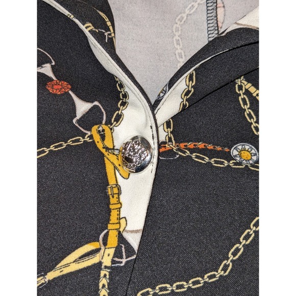 Ivory Love Blazer Chain Print Gold Accents‎ Career Jacket Size M - Picture 7 of 10